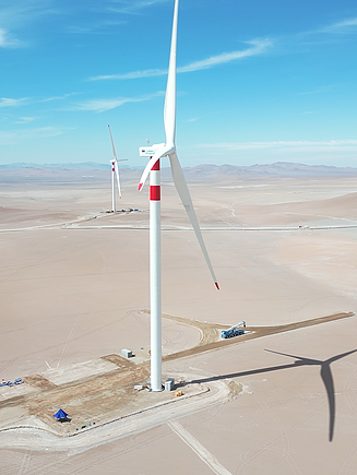 Wind turbine in the Atacama Desert in Chile