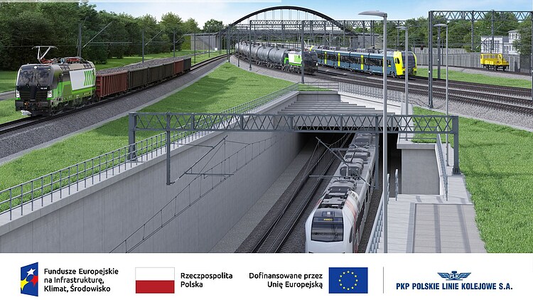 Rendering des Bahnknotens Maksymilianowo