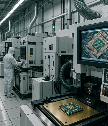 AI-generated image; interior of a chip fab