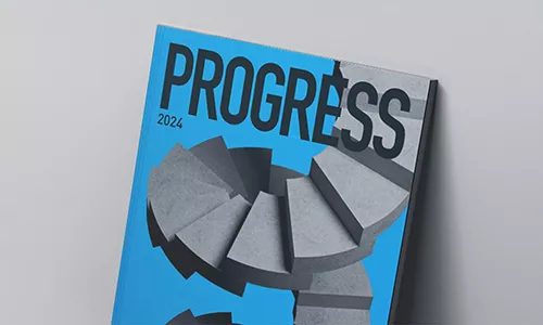 Zu sehen ist das Cover des Konzernmagazins PROGRESS