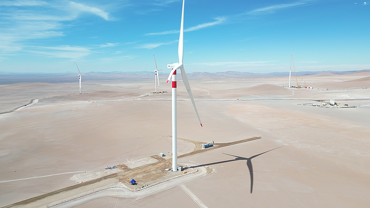 Photo of a wind turbine in the Atacama Desert in Chile