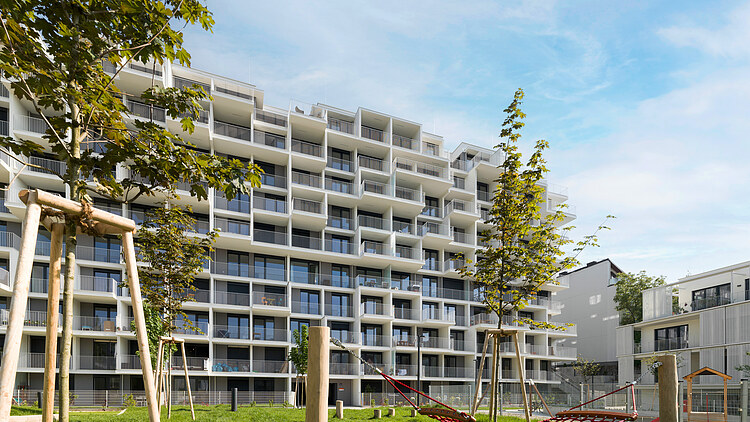 Rendering of exterior view of residential building at Kennedy Garden urban development project