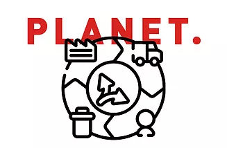 Icon for circular economy with the heading 